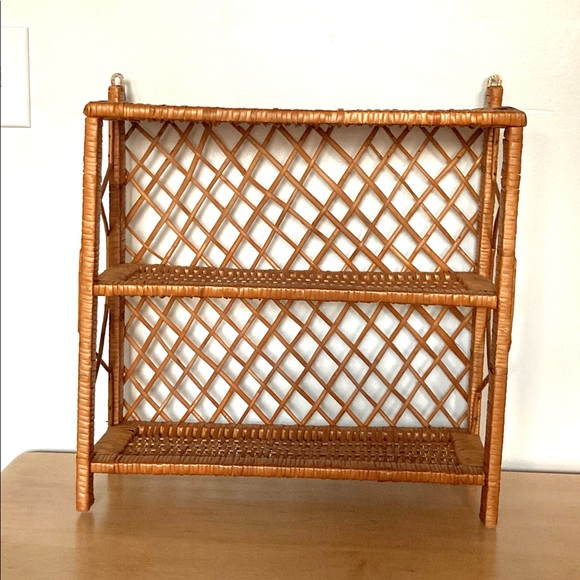 Vintage Wall Decor Vtg Midcentury Mounted Wicker Wall Shelf 3 Tier